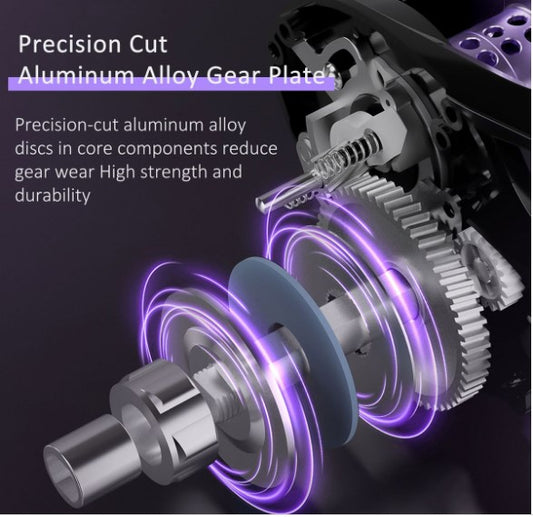 Baitcasting Fishing Reel - Metal Bearings Bait Caster Reel - Left - Purple