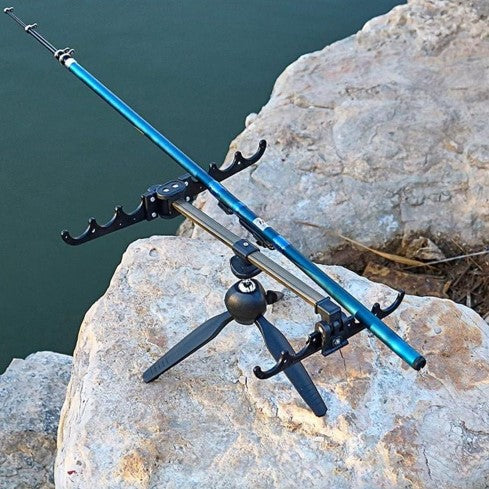 Camping Fishing Foldable Adjustable Rotatable Tripod Multi Rod Stand (28cm)