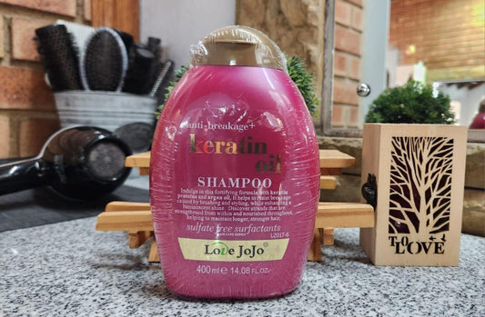 Love Jojo Anti-Breakage Keratin Oil Shampoo and Conditioner Set, 400+400 ml, Sulfate Free