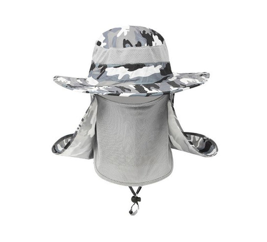 Bucket Hat Fishing Outdoor Sun Hat UPF50+ Mesh Wide Brim with Face Neck Flap