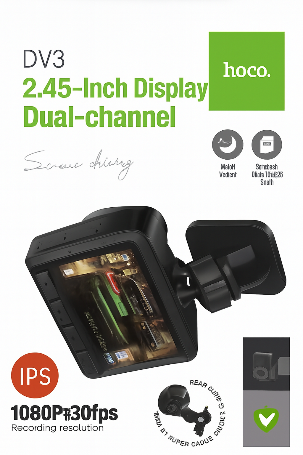 Hoco DV3 Dual-Channel Dash Camera