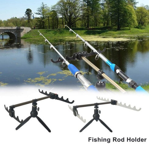 Camping Fishing Foldable Adjustable Rotatable Tripod Multi Rod Stand (28cm)