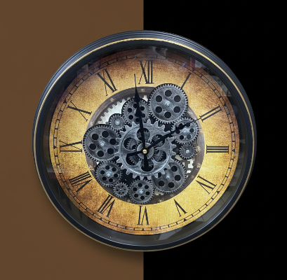 Steampunk Gear Wall Clock – 45cm Roman Numeral Timepiece
