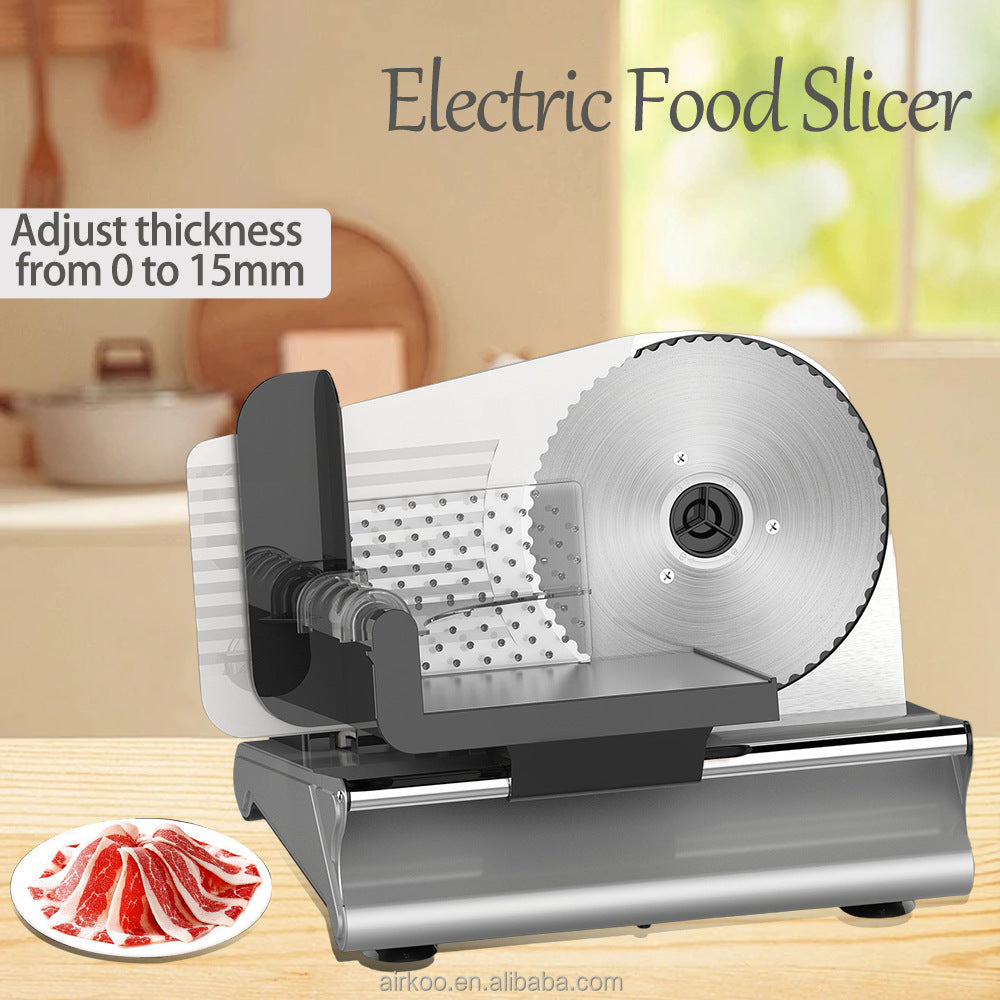 Electric Food Slicer – 500W | Adjustable Thickness | Stainless Steel Blade