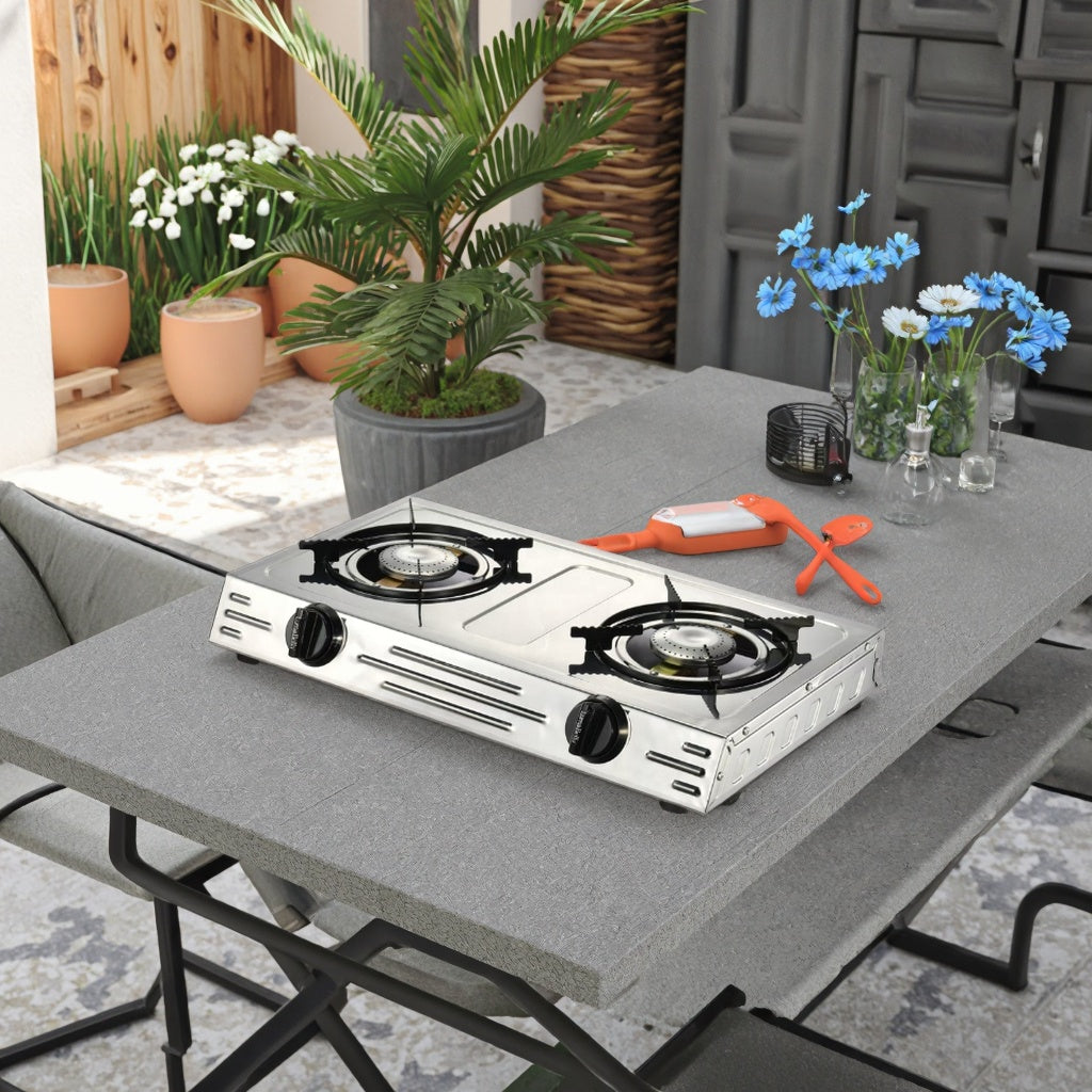 Stainless Steel Liquefied Gas Stove – 2 Burner