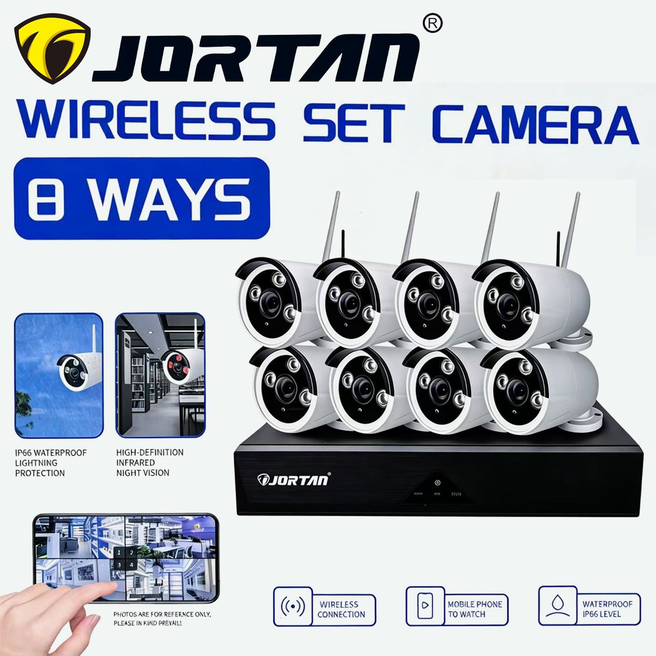 8-Camera Wireless Security System – HD Night Vision + IP66 Weatherproof