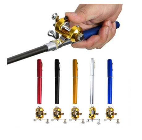 Mini Pocket Fishing Rod Pen - Red