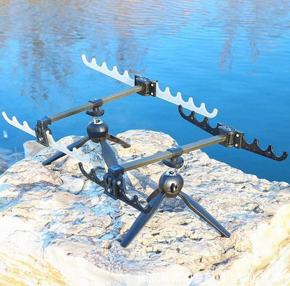 Camping Fishing Foldable Adjustable Rotatable Tripod Multi Rod Stand (28cm)