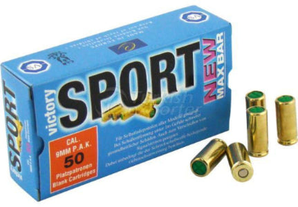 V.SPORT 9mm P.A.K. Blank Cartridges – 50-Pack