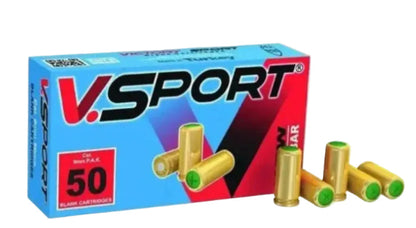 V.SPORT 9mm P.A.K. Blank Cartridges – 50-Pack
