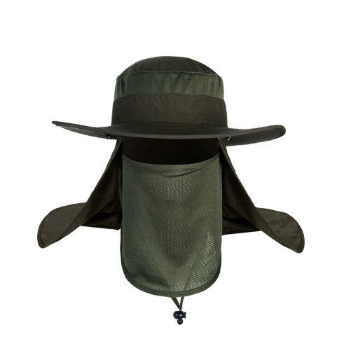 Bucket Hat Fishing Outdoor Sun Hat UPF50+ Mesh Wide Brim with Face Neck Flap
