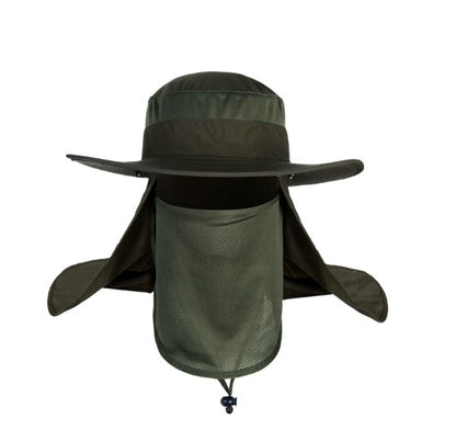 Bucket Hat Fishing Outdoor Sun Hat UPF50+ Mesh Wide Brim with Face Neck Flap