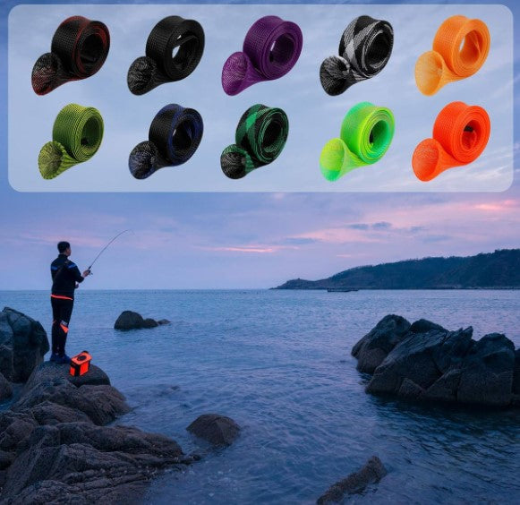 12-Piece Rod Sock, Fishing Rod Sleeve Cover Braided Mesh Rod Protector