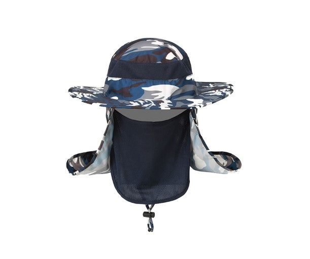 Bucket Hat Fishing Outdoor Sun Hat UPF50+ Mesh Wide Brim with Face Neck Flap