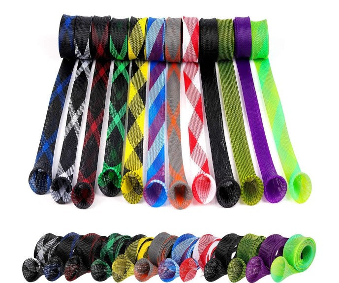 12-Piece Rod Sock, Fishing Rod Sleeve Cover Braided Mesh Rod Protector