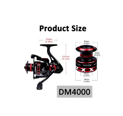 Fishing Reel Fishing Spinning Reel Fishing Gear CNC Machined Metal Spool - DM2000 & DM3000