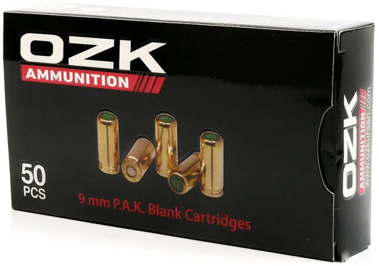OZK 9mm P.A.K. Blank Cartridges – 50 Rounds