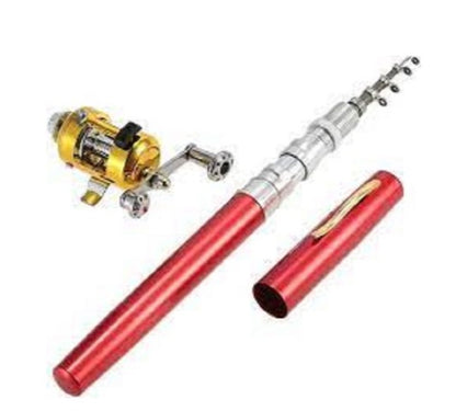 Mini Pocket Fishing Rod Pen - Red