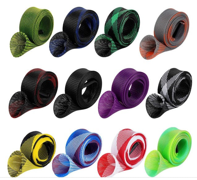 12-Piece Rod Sock, Fishing Rod Sleeve Cover Braided Mesh Rod Protector