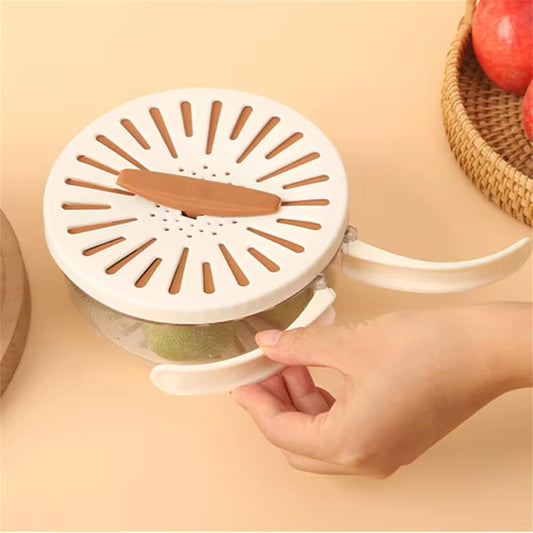 Double-Layer Fruit Vegetable Washing Basket with Drain - Kitchen Colander Storage Bowl