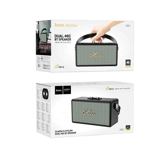Hoco Classic & Stylish Dual-Mic Bluetooth Speaker - Vintage Design Portable Wireless Speaker with TWS