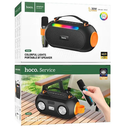 Hoco DS64 Cool Portable Bluetooth Speaker with Wireless Microphone - 30W Karaoke Party Speaker with RGB Lights