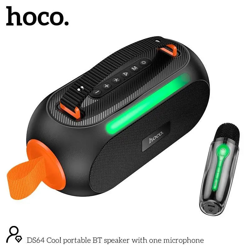 Hoco DS64 Cool Portable Bluetooth Speaker with Wireless Microphone - 30W Karaoke Party Speaker with RGB Lights