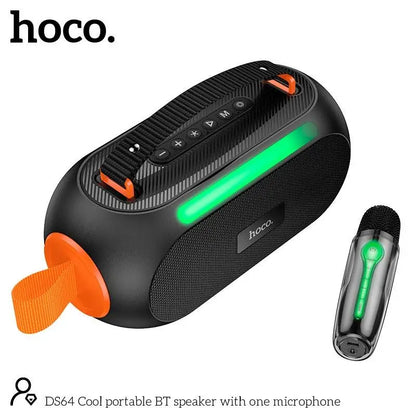 Hoco DS64 Cool Portable Bluetooth Speaker with Wireless Microphone - 30W Karaoke Party Speaker with RGB Lights