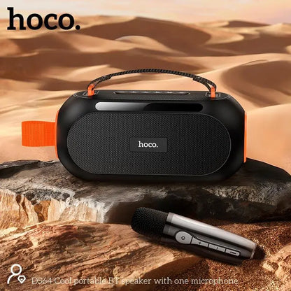 Hoco DS64 Cool Portable Bluetooth Speaker with Wireless Microphone - 30W Karaoke Party Speaker with RGB Lights