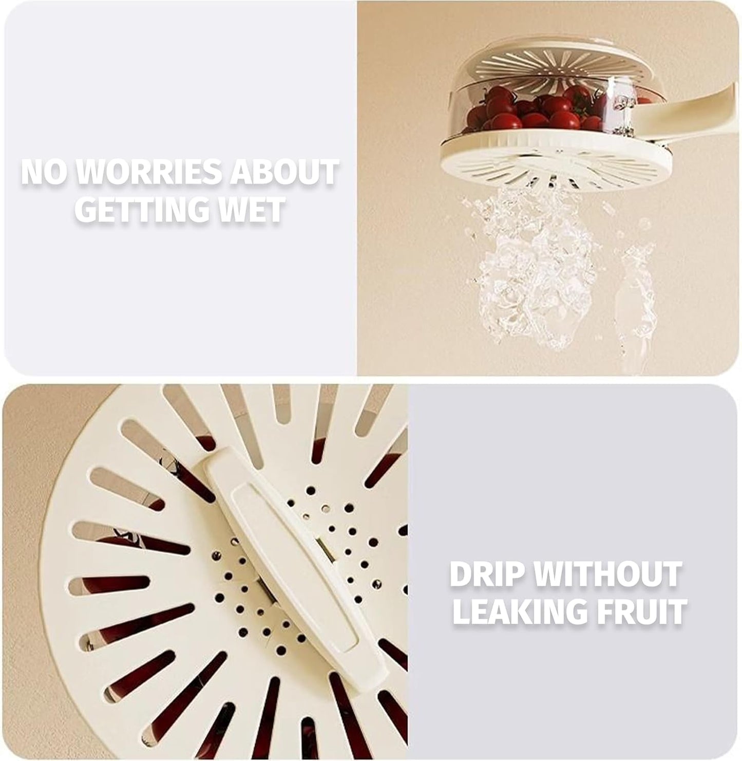 Double-Layer Fruit Vegetable Washing Basket with Drain - Kitchen Colander Storage Bowl