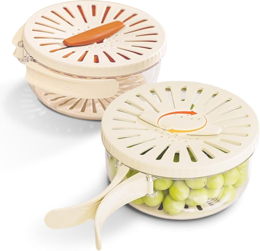 Double-Layer Fruit Vegetable Washing Basket with Drain - Kitchen Colander Storage Bowl