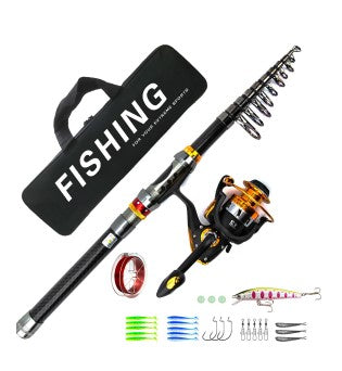 5.2:1 Telescopic Fishing Rod & Reel Combo - 1.8-3.6m Lengths