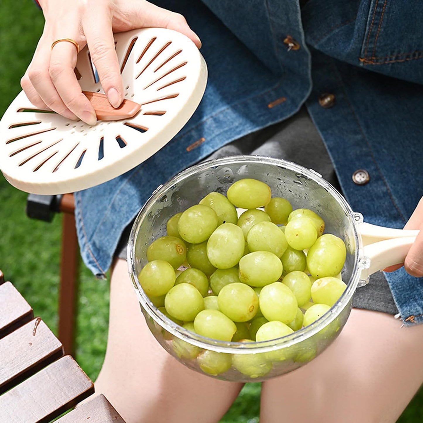 Double-Layer Fruit Vegetable Washing Basket with Drain - Kitchen Colander Storage Bowl