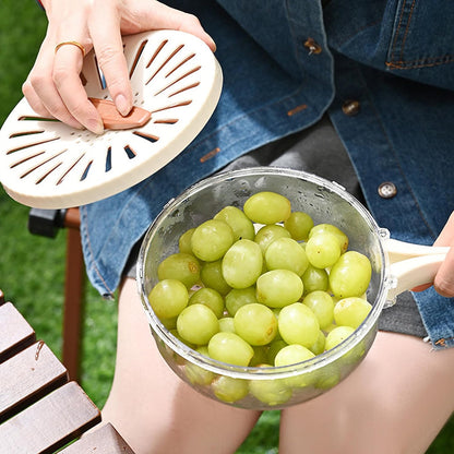 Double-Layer Fruit Vegetable Washing Basket with Drain - Kitchen Colander Storage Bowl