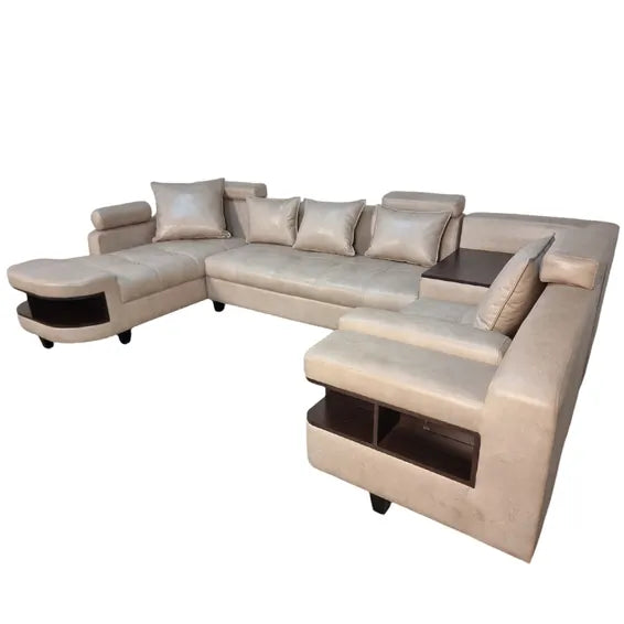 Luxury U-Shaped Sectional Sofa with Storage - Premium Leather Living Room Set