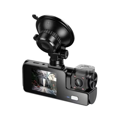 Hoco DI60 3-Camera Dash Cam Driving Recorder - Front, Rear & Interior HD Car DVR with Night Vision