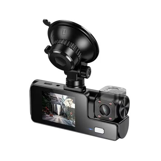 Hoco DI60 3-Camera Dash Cam Driving Recorder - Front, Rear & Interior HD Car DVR with Night Vision