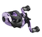 Baitcasting Fishing Reel - Metal Bearings Bait Caster Reel - Left - Purple