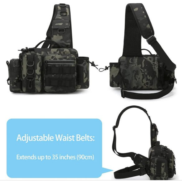14cm Multi Purpose Fishing Backpack with Adjustable Waist Belt - Green