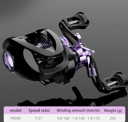 Baitcasting Fishing Reel - Metal Bearings Bait Caster Reel - Left - Purple
