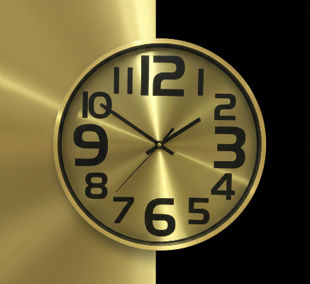 Gold Wall Clock 30cm Modern Arabic Numeral | South Africa
