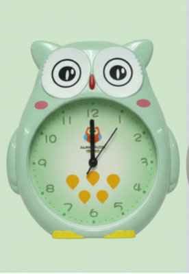 Owl Alarm Clock – Cute Twin Bell Design in Pink, Green & Gray