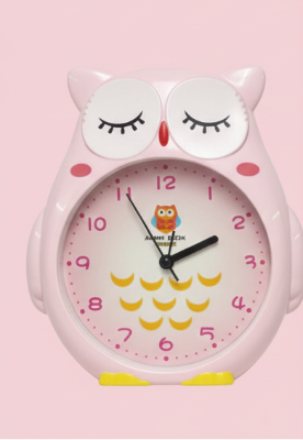 Owl Alarm Clock – Cute Twin Bell Design in Pink, Green & Gray