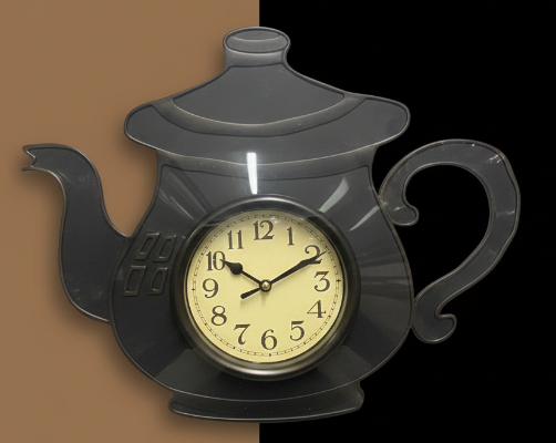Teapot Wall Clock – Quartz Timepiece with Whimsical Kitchen Charm