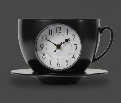 Teacup Wall Clock – Quartz Timepiece with Saucer Design
