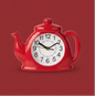 Teapot Wall Clock – Quartz Timepiece in White & Red Variants