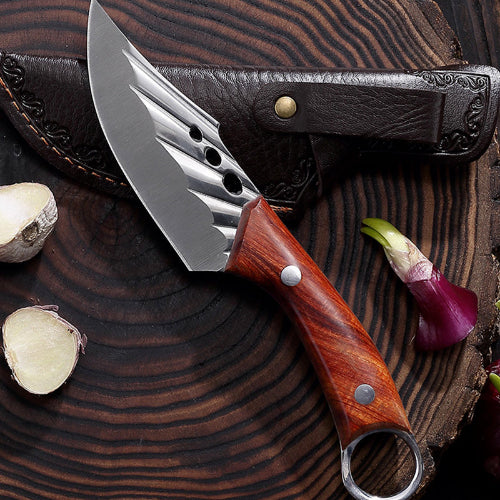 Outdoor Tactical Knife with Leather Sheath