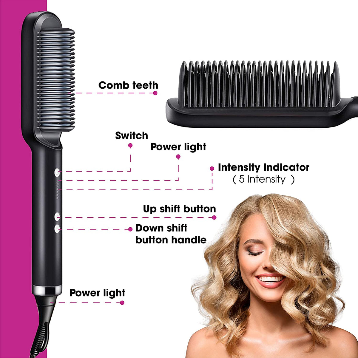 Hair Straightener Brush| 230°C Max