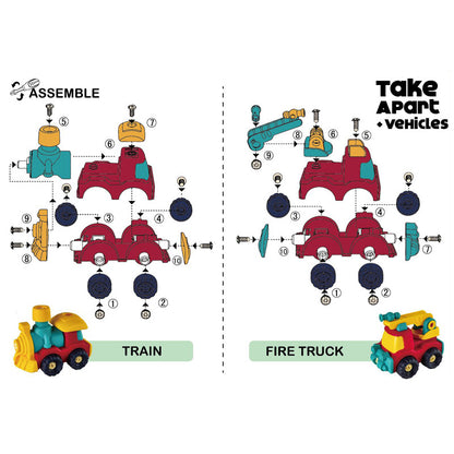 DIY Screw & Remove Car Set – Train, Plane & Racer Toys