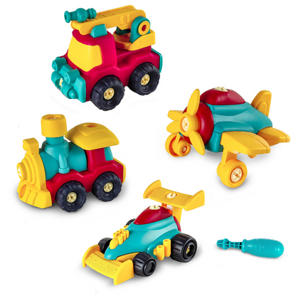 DIY Screw & Remove Car Set – Train, Plane & Racer Toys